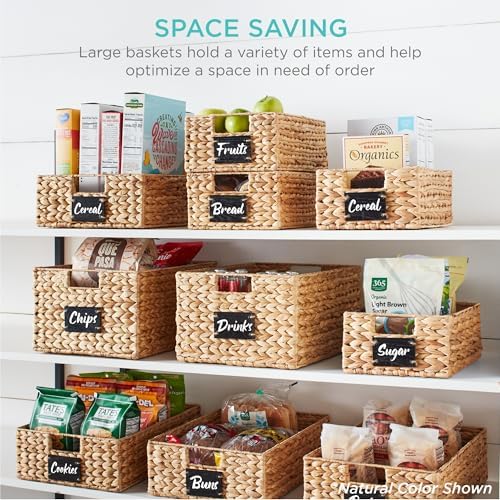 Best Choice Products Set of 4 16x12in Large Water Hyacinth Pantry Baskets, Woven Organizers w/Chalkboard Label, Chalk Marker - White - Image 4