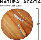 Acacia Wood Lazy Susan Wood Turntable Tray Cabinet Organizer, 16" - Image 2