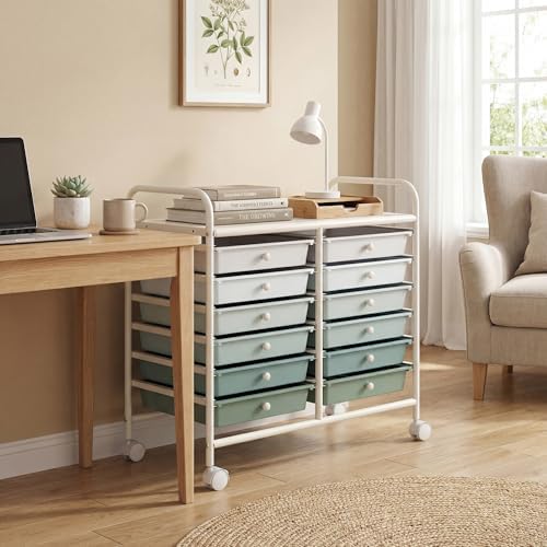 COSTWAY 12-Drawer Rolling Storage Cart, Utility Storage Organizer Cart - Image 2