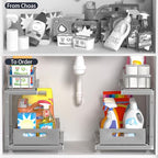Saydear L-Shaped Under Sink Organizer, 2-Tier Pull-out Cabinet Rack 1-Pack - Image 2