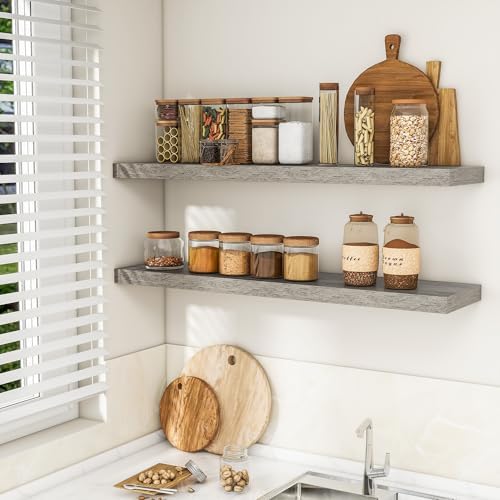 RICHFOCUS Long Floating Shelves for Wall 2Pack, Grey, 48" Lx8 D - Image 3