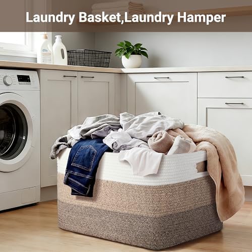 Extra Large Laundry Basket, 25"x16"x16" Rectangle Woven Basket - Image 7