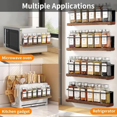 Magnetic Spice Rack with 24 Jars, 216 Labels, 1 Steel Funnel for Refrigerator，Microwave Oven - Full Set of Spice Organizer - Image 6