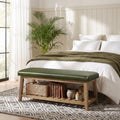 Zihanhome Entryway Shoe Bench, End of Bed Bench,Leather Bench(PU-Green) by Zihanhome