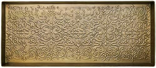 HF by LT Enchanted Scroll Pattern Metal Boot Tray, 30 x 13 inches, Antique Brass Finish by HFbyLT
