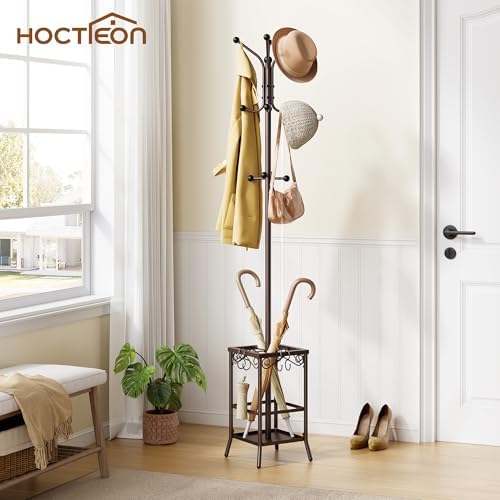 Hoctieon Coat Rack Freestanding, Coat Tree with Umbrella Holder - Image 2