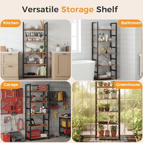 DUMOS 5-Tier Bookshelf, Modern Tall Bookcase Book Shelf - Image 5