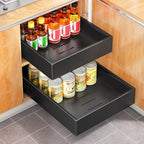 Pull out Cabinet Organizer, 21"Deep, 11.8"Wide Full-Extension Heavy Duty Slide out Drawers with Nano Adhesive, Roll Out Shelves Sliding Cabinet for Kitchen, Bathroom, Pantry,Under Sink Storage(Black) by Kitstorack