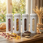 Mimorou 6 Pack 60 oz Airtight Stainless Steel Kitchen Canisters, White - Image 4