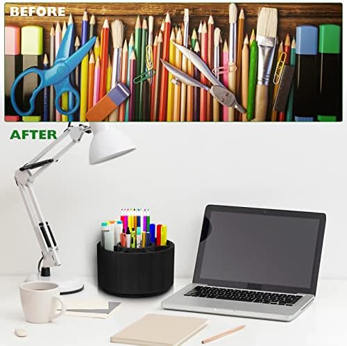 Bamboo Rotating Pencil Holder for Desk, Desk Organizer with 7 Compartments - Image 5