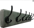 Dseap Coat Rack Wall: 24" Long, Patented, Heavy-Duty, 6-Double-Hooks Wooden Wall Mounted Coat Rack Coat Hanger Hook Rail for Winter Coats Hat Jacket Clothing, Weathered Green by Dseap