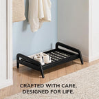 Anji Mountain Heavy Duty Waterproof Wooden Shoe Storage Mat Organizer/Boot Storage Tray Multi Use for Entryway with Coir, Gray and Ivory Insert, 1 Tier, Fits 2 Pair (26.5" Wide) - Image 5