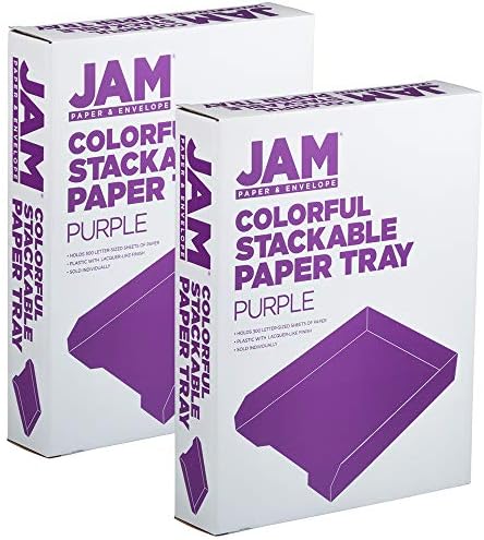JAM PAPER Stackable Paper Trays - Purple - Desktop Document, Letter, & File Organizer Tray - 2/Pack - Image 5