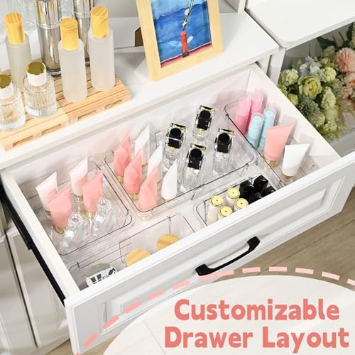 15 Pcs Expandable Drawer Organizer, All Adjustable Storage Box, Clear - Image 3