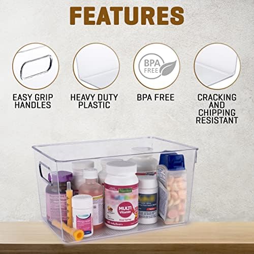 Clear Plastic Storage Bins, Pantry Organizers and Storage Containers Fridge Organizer Bins Kitchen Cabinet Organizer for Organizing Home, Bathroom, Freezer, Refrigerator. (10 x 7.3 x 5) - Image 6