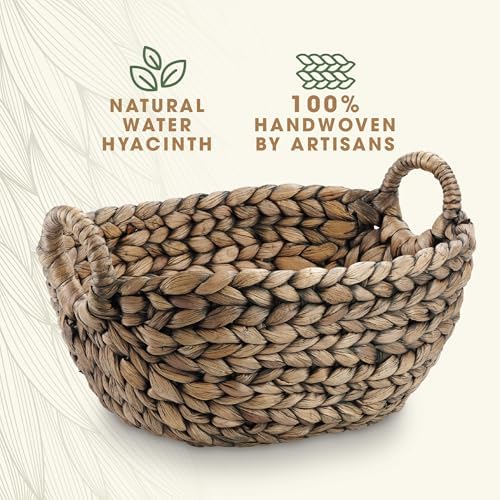 Set of 3 Wicker Storage Baskets for Organizing - Woven Decorative Baskets with Handles - Organizers for Bathroom, Kitchen, and Shelves (Espresso) - Image 5