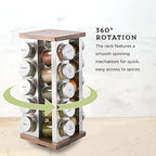 Kamenstein 20 Jar Vintage Revolving Countertop Spice Rack Organizer with Spices Included, FREE Spice Refills for 5 Years, Wood and Stainless Steel with Metal Caps - Image 4