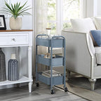 SunnyPoint 3-Tier Delicate Compact Rolling Metal Storage Organizer - Mobile Utility Cart Kitchen/Under Desk Cart with Caster Wheels - Blue (15.35" X 10.24" X 26.8"H) - Image 3