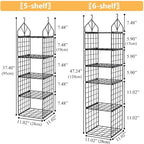 Hanging Closet Organizer, Carbon Steel 6-Shelf Storage, Black - Image 2