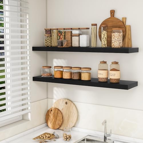 RICHFOCUS Long Floating Shelves for Wall 2Pack, Black, 48" Lx8 D - Image 3