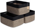 NaturalCozy Storage Baskets 16.8”x13”x7.6” Cotton Rope Woven Baskets for Organizing 3-Pack | Toy Storage Bins | Basket for Shelves, Laundry, Blanket, Clothes, Closet, Kitchen, Bathroom, Gifts by NaturalCozy