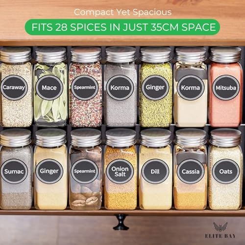 ELITE BAY-Spice Jar Rack Organizer– 4-Tier Organizer 28 Bottles,180 Labels, Funnel. - Image 3