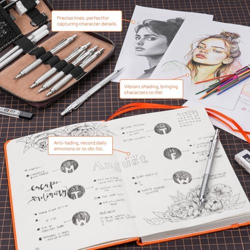 Nicpro 20PCS Metal Mechanical Pencil Set in Leather Case - Image 6