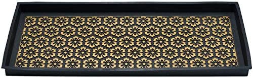 HF by LT Layla Design Deluxe Rubber Boot Tray, 34 x 14 inches, Heavy Duty Vulcanized Rubber, One-Piece Seamless Construction, Year Round Use Indoors or Outdoors, Black with Brushed Brass Finish - Image 2
