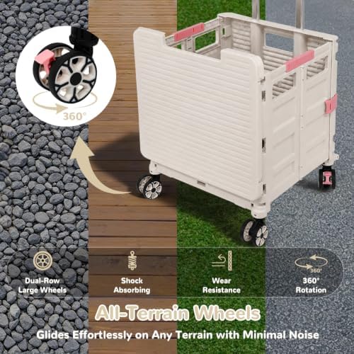FELICON SELORSS Folding Utility Cart Portable Rolling Crate Handcart-Gray - Image 3
