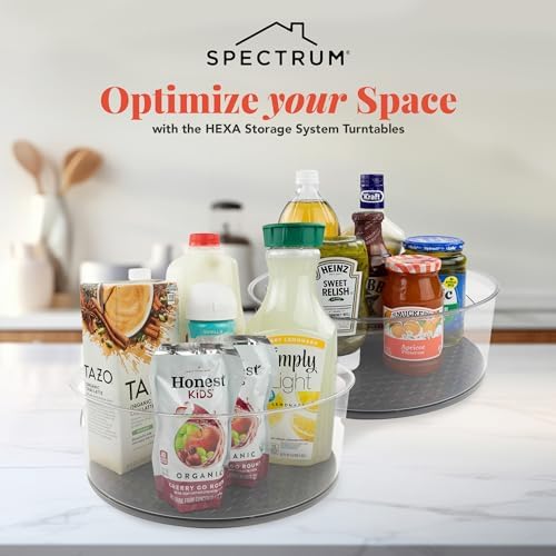 Spectrum Extra Large High Wall Turntable 12.25 in Pack of 2 Charcoal Gray XL Tall Lazy Susan Rotating Organizer for Kitchen Countertop Bath Cabinet Refrigerator Pantry Shelf Under Sink Organization - Image 2