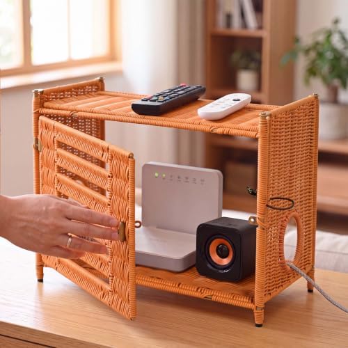 Router Box Hider, Rattan WiFi Router Storage Cabinet, WiFi Box Hider - Image 2