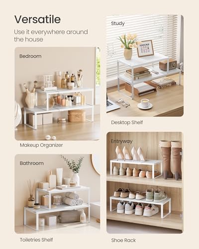 SONGMICS Spice Rack, Expandable Kitchen Countertop Shelf, Steel, Set of 2 - Image 5
