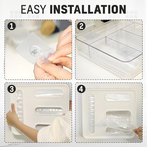 HIMUS Food Storage Bag Organizer - 4 in 1 Plastic Baggie Organizer for Drawer | Compatible with Sandwich, Snack, Gallon, Quart & Slider | Plastic Bag Organizers Kitchen Storage| Wall & Drawer Mount - Image 6