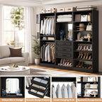 Unikito 75" Modular Closet System with 3 Sets, Mirror & Drawers, Black - Image 3