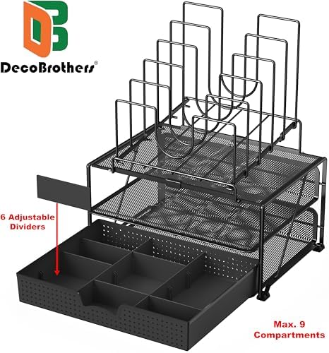 Deco Brothers Desktop File Organizer with Double Tray and 5 Folder Stand - Image 2