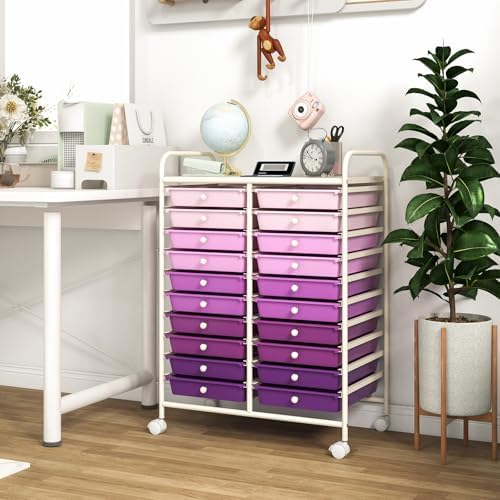 COSTWAY 20-Drawer Rolling Storage Cart, Utility Storage Organizer Cart - Image 2