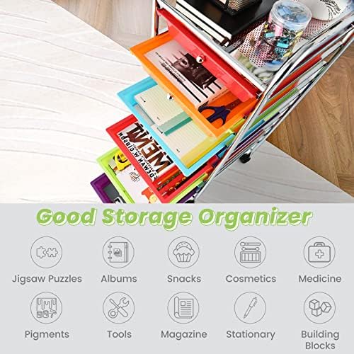 COSTWAY 10-Drawer Rolling Storage Cart, Utility Mobile Trolley - Image 4