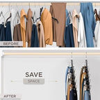MORALVE Skirt Hangers Space Saving with Clips - 2 Pack - European Beechwood 5-Tier Hanger for Shorts, Skirts, and Pants - Closet Organizer and Storage Solution for Women with 360° Swivel Hook - Image 3