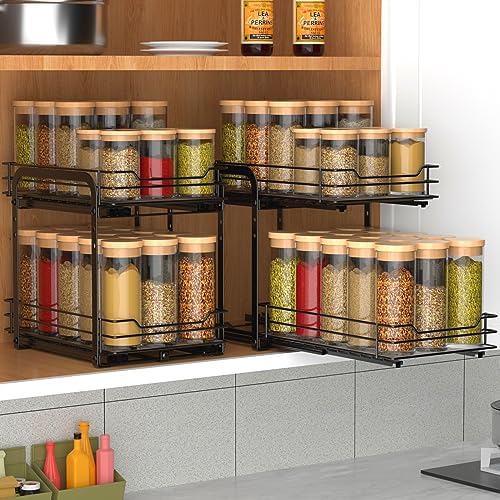 BOIVSHI Spice Rack, Pull Out Spice Racks Organizer for Cabinet, Height Adjustable Heavy Duty Metal Basket for Inside Cabinets & Pantry Closet (2 Tier,7.5''Wx10.5''Dx9.5''H) - Image 6