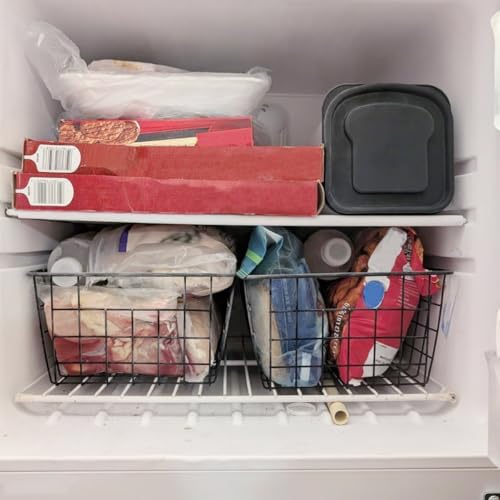 3 Pack Large Wire Baskets for Organizing 14.2'' Metal Wire Baskets with Built-in Handles, Wire Storage Basket Black Metal Freezer Organizer Wire Basket for Pantry, Cabinets, Bathroom - Image 6