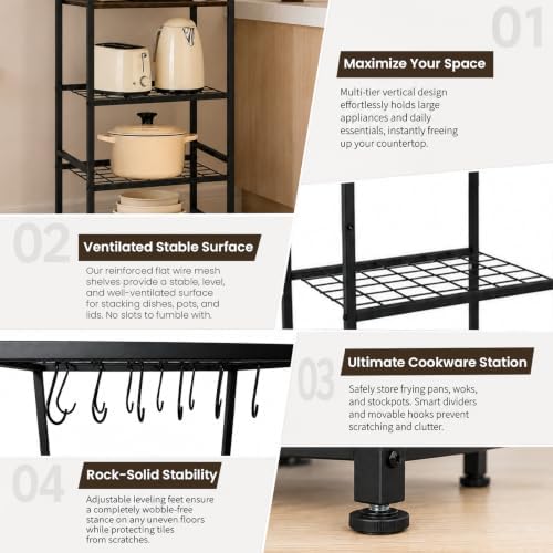 DALEMHOME Pot and Pan Organizer, 5 Tier Kitchen Rack - Image 3