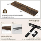RICHFOCUS Bathroom Floating Shelves for Wall 2Pack|Rustic Brown|32" L - Image 3