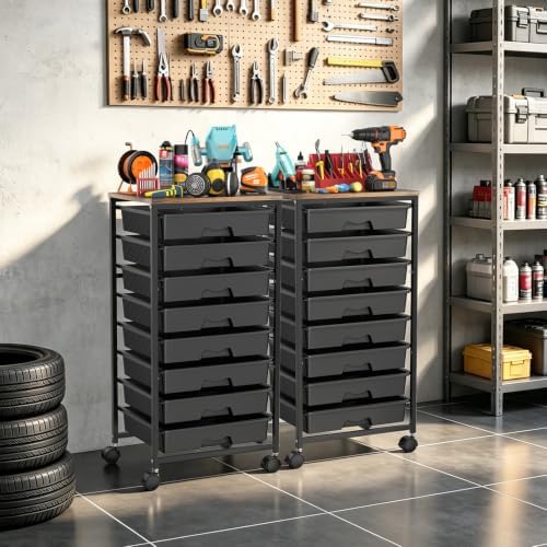 SUNALLY Rolling Cart With 8 Drawers,Storage Drawer Cart for Craft Art,Black - Image 7