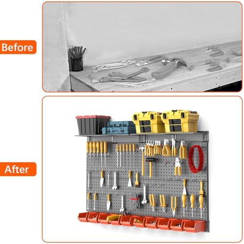 TORACK Metal Pegboard with Peg Board Hooks, Tools Storage Pegboard - Image 6