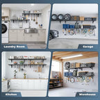 Jusgym 4 Pack Garage Shelving Wall Mounted with 16 Hooks, 1.5x4ft, 1000lbs - Image 7