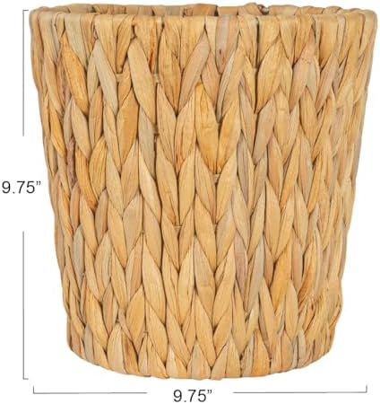 Household Essentials Handwoven Round Water Hyacinth Waste Basket with Plastic Liner, Natural - Image 2