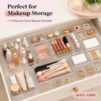 24 Pcs Clear Adjustable Drawer Organizer, 3-Size Expandable Desk Drawer Organizer Box, Acrylic Storage Bins for Makeup, Cosmetic, Kitchen Utensils, Bedroom Dressers Tool Organizer for Gadgets (24) - Image 6