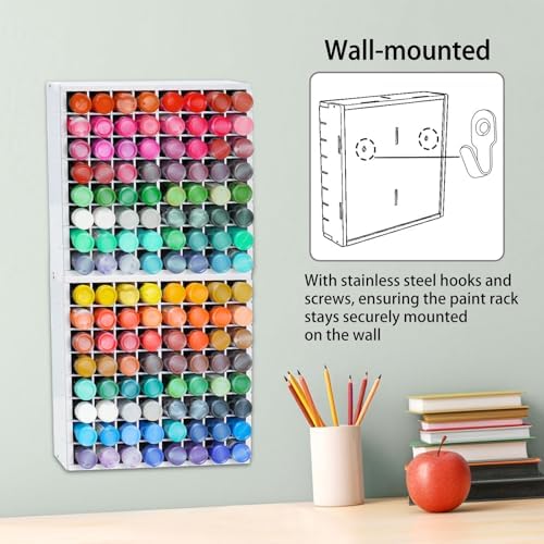 Krafetto 2 Pack 64-Grid Paint Organizer for 2 Oz Bottles, Wall Mount - Image 4