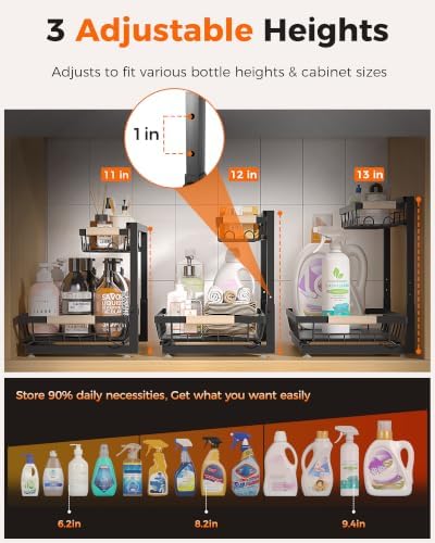 Sevenblue 3-Pack Under Sink Organizer, 2-Tier Pull-Out Cabinet Organizer - Image 3