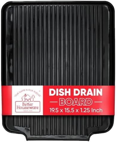 Better Houseware Drain Boards for Kitchen Counter 19.6 x 15.6 x 1.5 Black Dish Drainer Mat Shields Countertops from Water Damage by BetterHouseware
